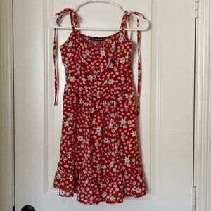 *EUC* Red Flowered Dress sz S
